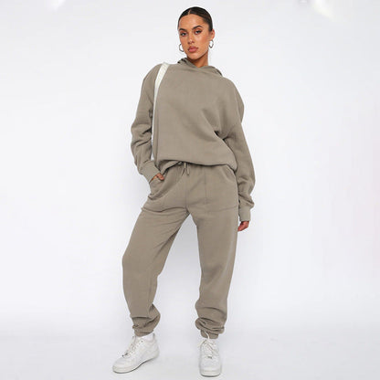 Autumn Winter Color Hooded Long Sleeve Sweater Clothing Trousers Suit