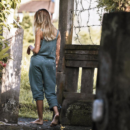 Autumn Beach Trousers Color Wide Leg Jumpsuit Playsuit