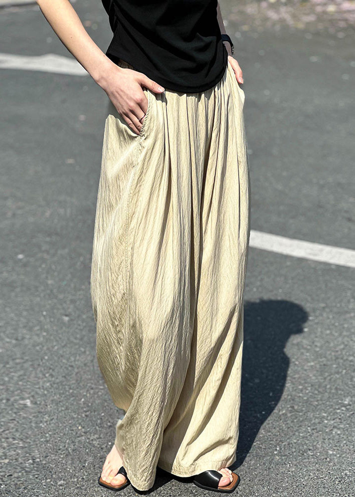 Apricot Thin Cotton Summer Pants Elastic Waist Af1076