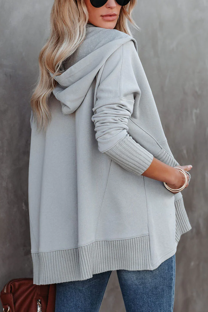 Autumn Winter Sweatshirt Cotton Oversized Color Rib Fabric Patchwork Hoodie