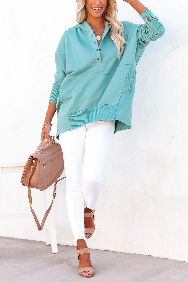 Autumn Winter Sweatshirt Cotton Oversized Color Rib Fabric Patchwork Hoodie