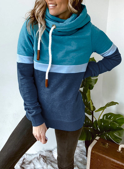 Sweatshirt Autumn Winter Color Stitching Pullover Hooded Sweatshirt for