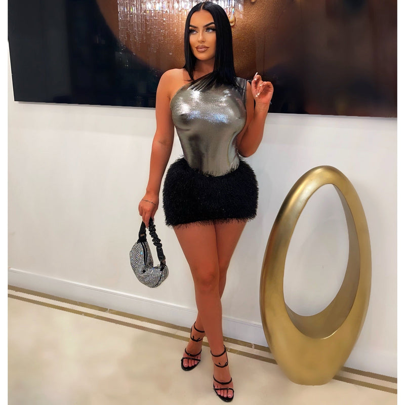Clothing Skirt Set Jumpsuit Glossy Skirt Two Piece Set