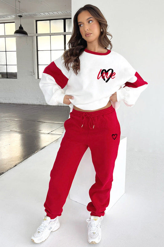 Autumn Winter Peach Heart Multicolor Printing Sweaters Clothing Trousers Set