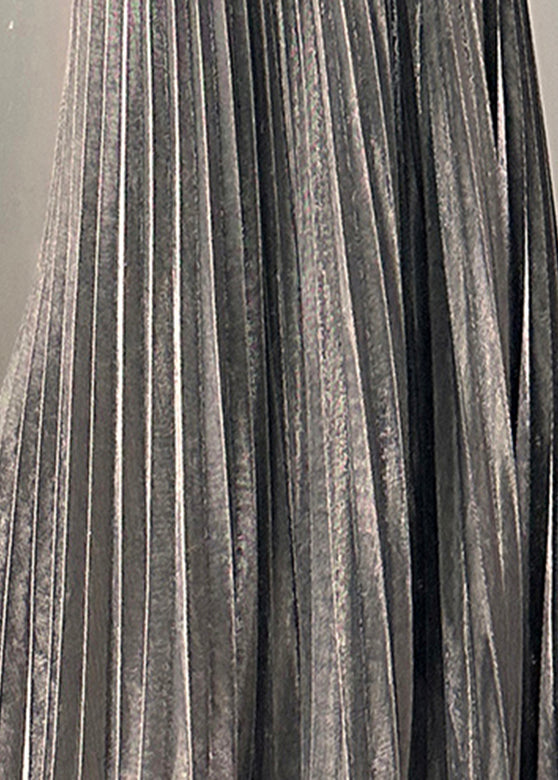 Elastic Silvery Spring a Waist Line Skirt