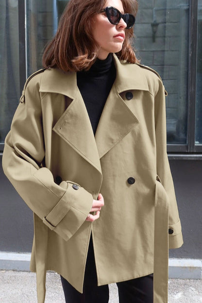 Loose Notch Collar Waist-tied Designers Trench Coat