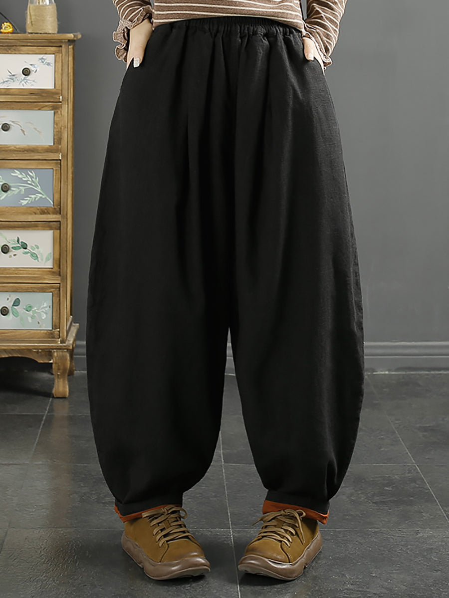 Autumn 100%linen Pure Color Harem Pants At1072