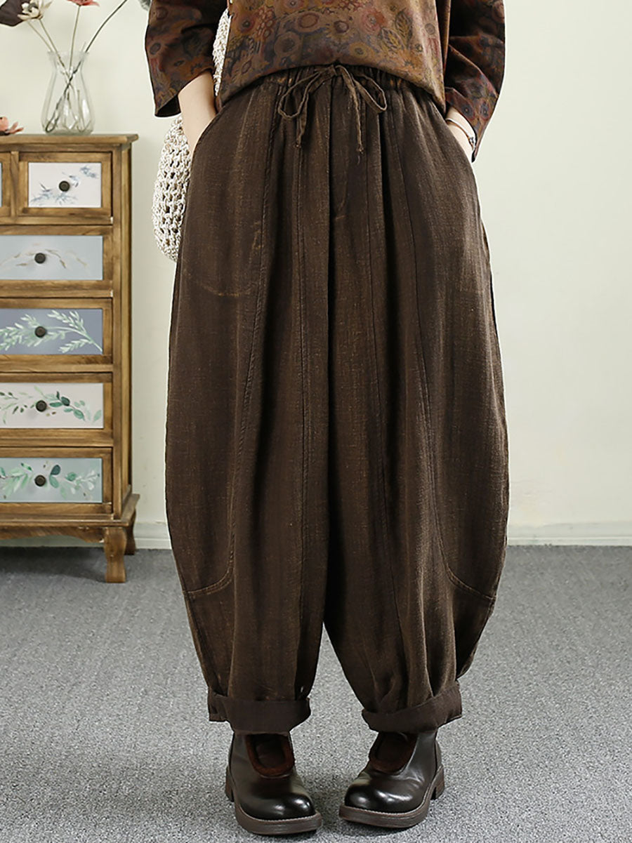 Autumn Pocket Linen Harem Pants Av1031