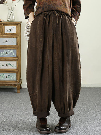 Autumn Pocket Linen Harem Pants Av1031
