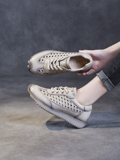 Summer Genuine Leather Cutout Platform Shoes Cv1034
