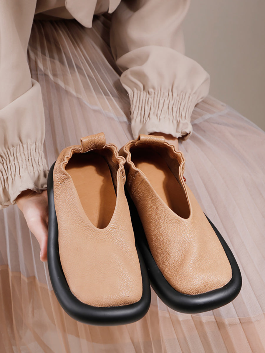 Summer Genuine Leather Flat Shoes Qw1042