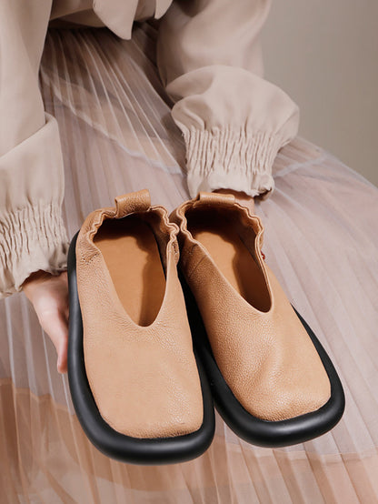 Summer Genuine Leather Flat Shoes Qw1042