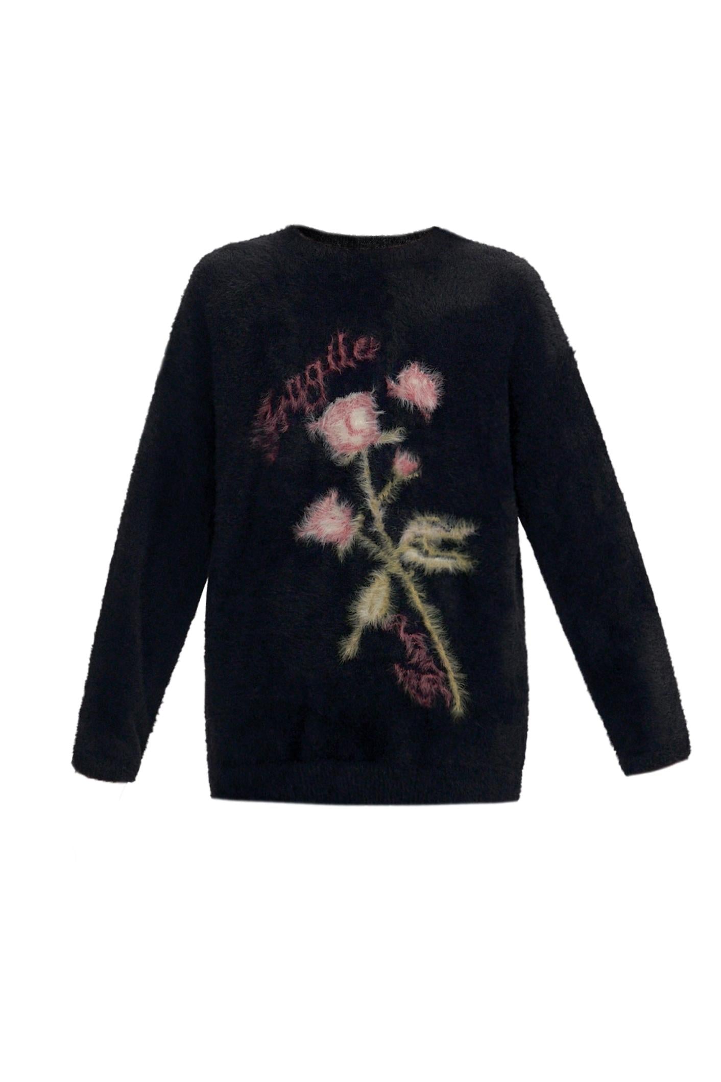 Embroidered Fuzzy Sweater