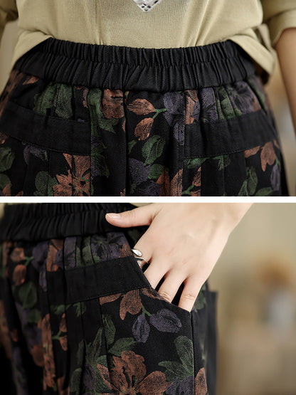 Autumn Flower Cotton Harem Pants Ai1038