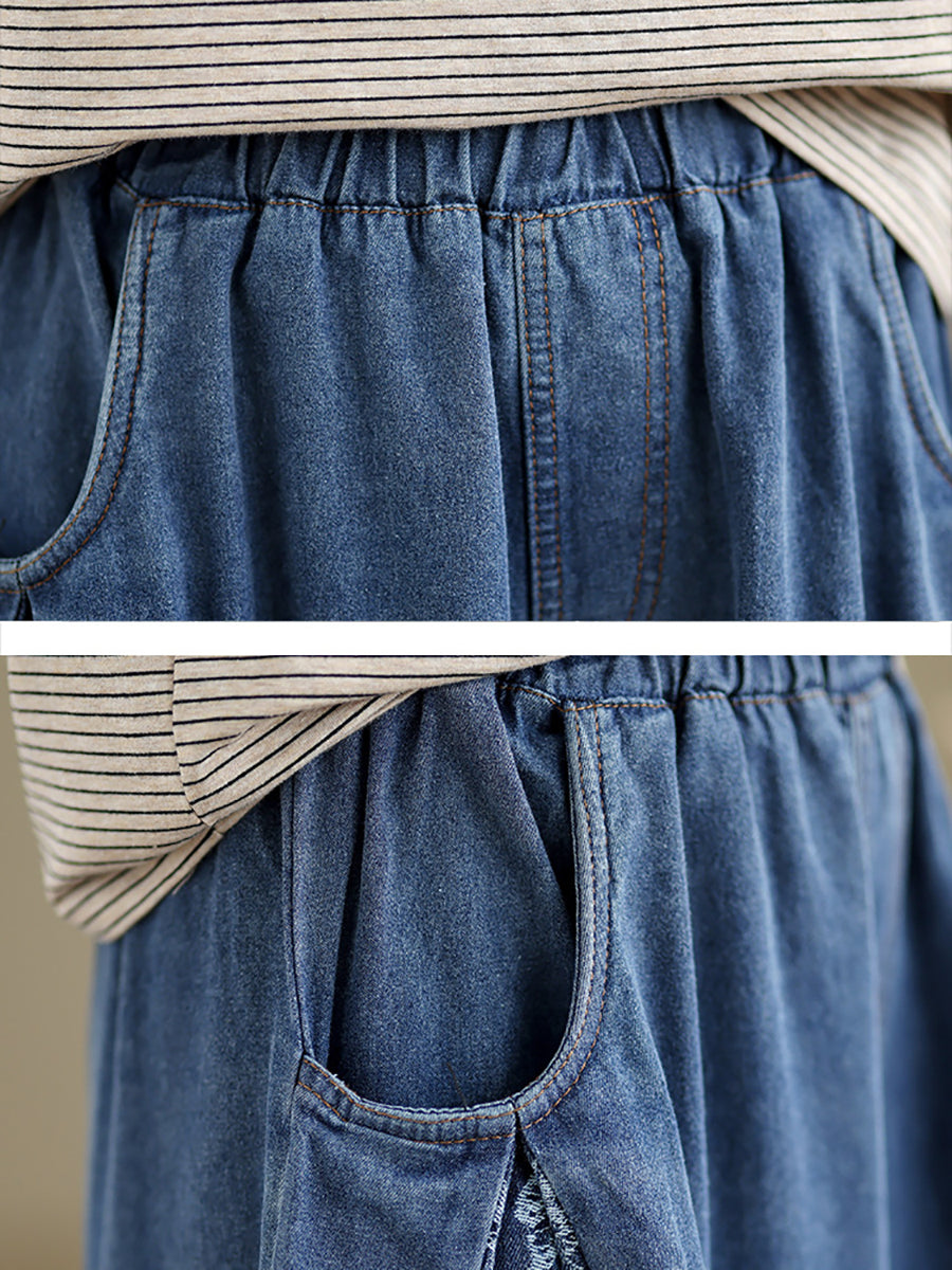 Summer Butterfly Spliced Wide-leg Denim Pants Co1030