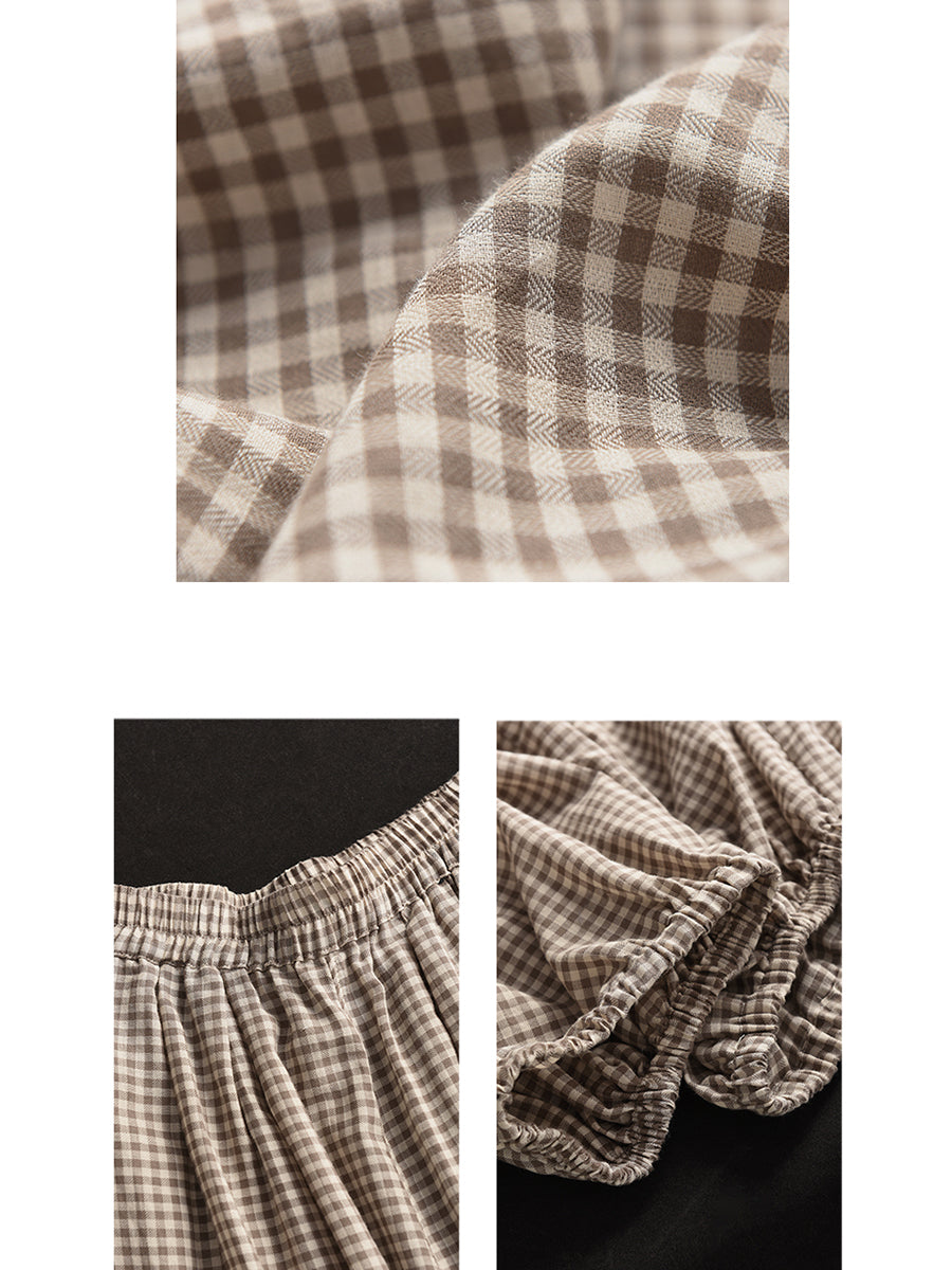Summer Plaid Cotton Harem Pants Zz1046