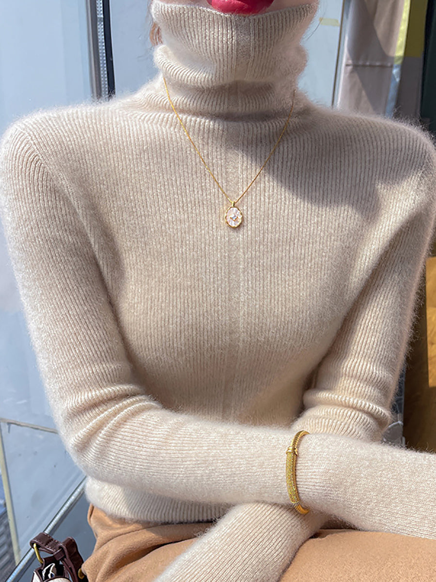 Autumn Turtleneck 100%wool Soft Sweater Qu013