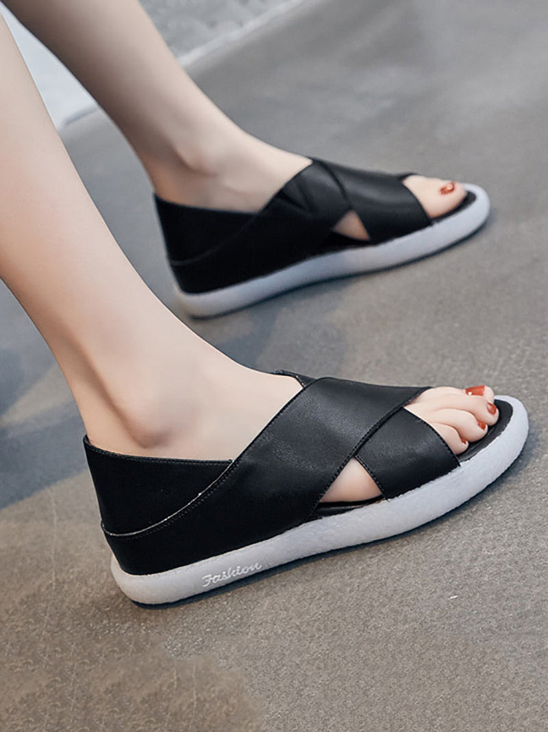 Summer Leather Low Heel Sandals Zz1001