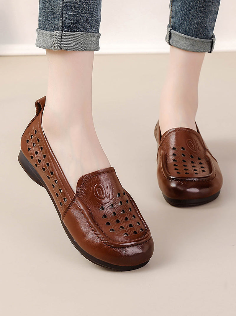 Summer Cutout Genuine Leather Shoes Oo1020
