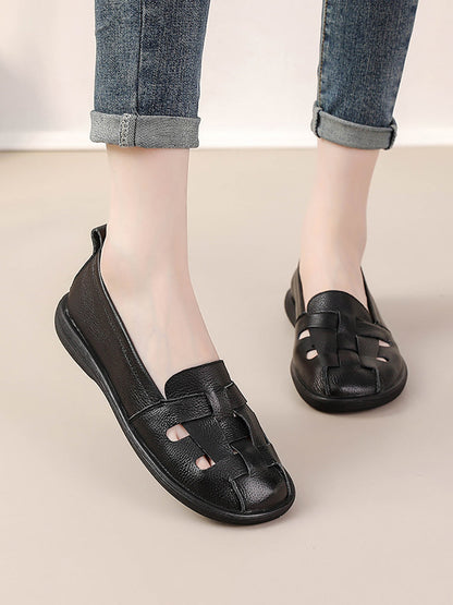 Summer Leather Soft Weave Flat Shoes As1018