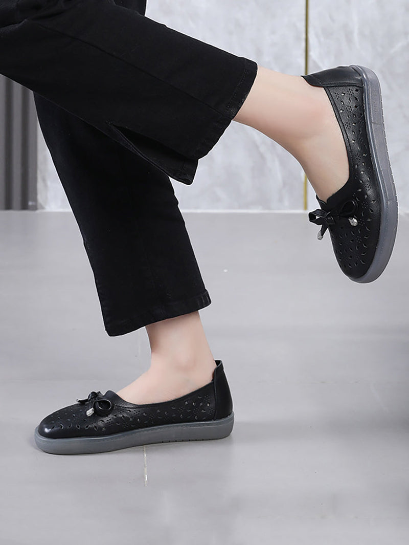 Summer Cutout Leather Flat Shoes Kl1043