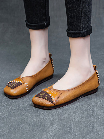 Artsy Colorblock Soft Leather Flat Shoes Kl1024