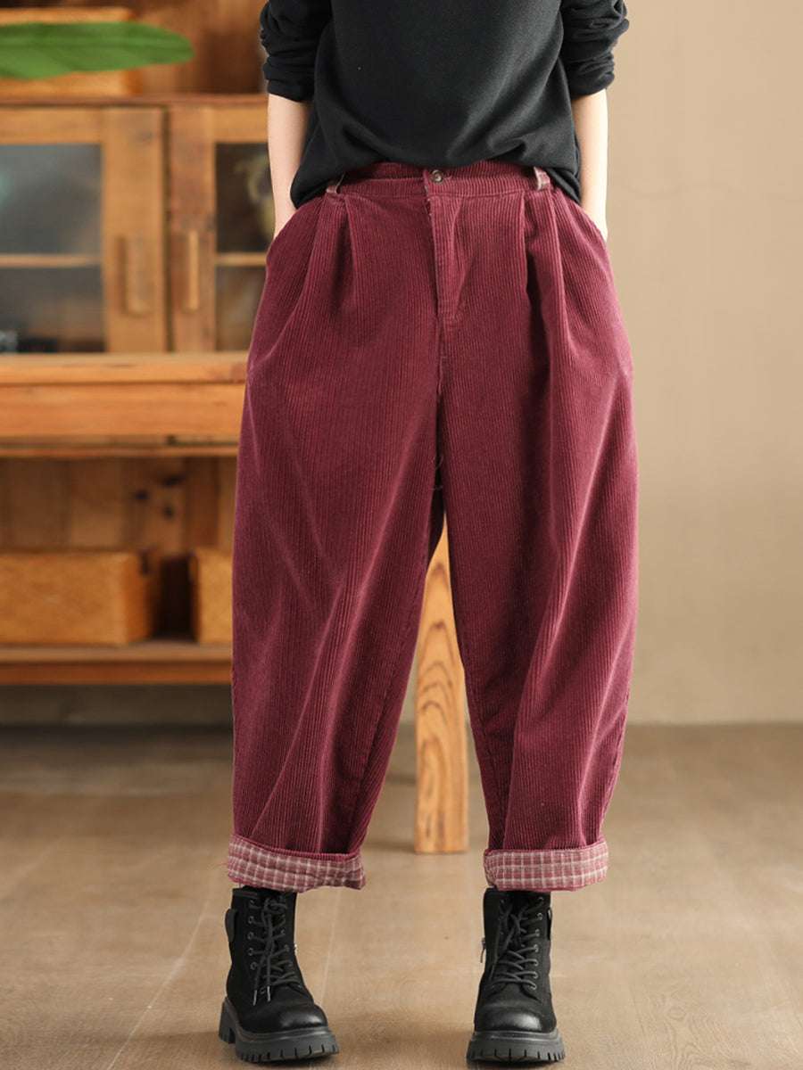 Autumn Corduroy Harem Pants Qu026