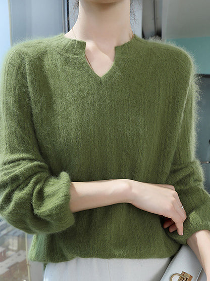 Autumn V-neck Wool Warm Knit Sweater Av1013
