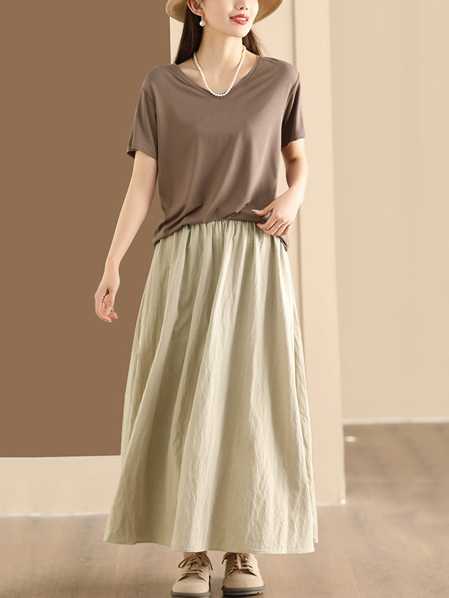 Summer Cotton A-shape Skirt Kl1014