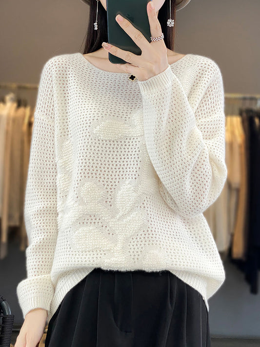 Autumn O-neck Spliced Wool Warm Knit Sweater Av1053