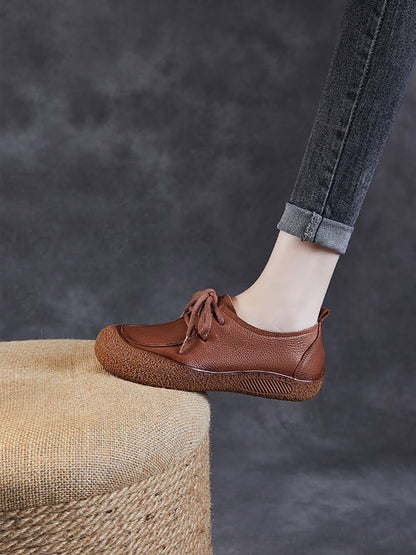 Autumn Soft Leather Strap Flat Shoes Ai1026