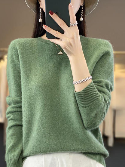 Autumn Knit 100%wool O-neck Sweater Wu023