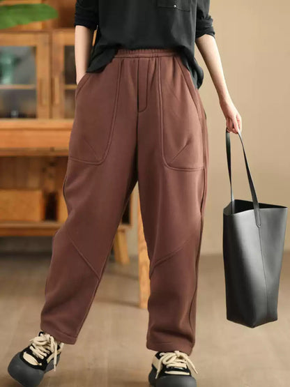 Autumn Cotton Fleece-lined Harem Pants Wg014
