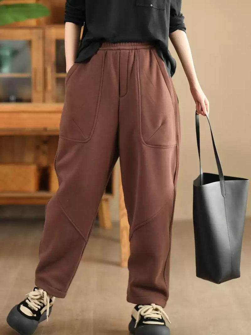 Autumn Cotton Fleece-lined Harem Pants Wg014
