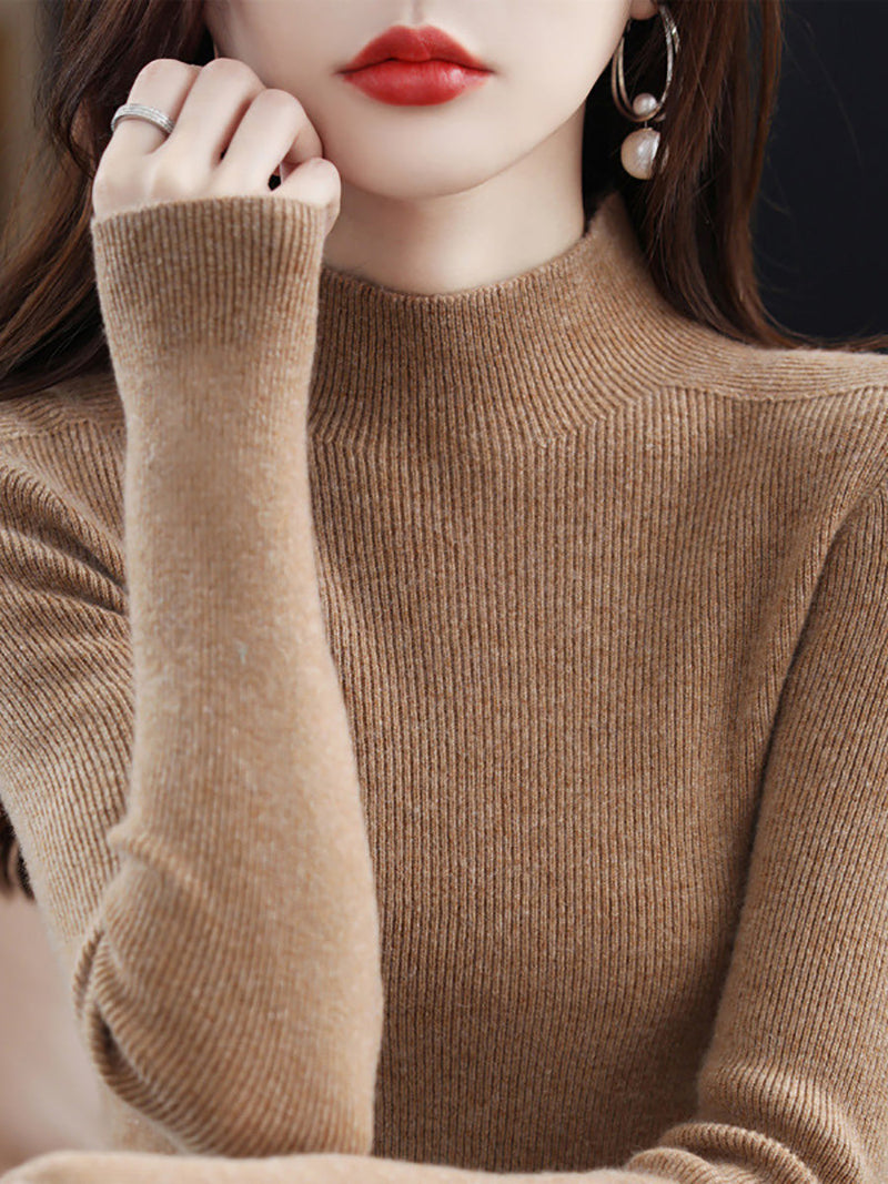 Autumn Half-turtleneck Wool Knit Sweater Ak1041
