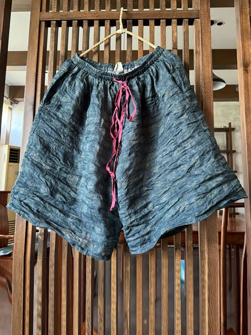 Summer Flower Loose Ramie Shorts Rr1024