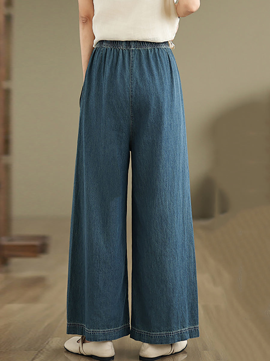 Artsy Summer Loose Denim Wide-leg Pants As1031