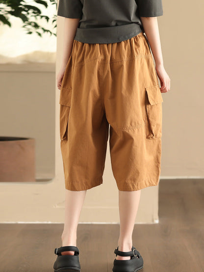 Summer Pocket Loose Cotton Fifth Pants Fd022