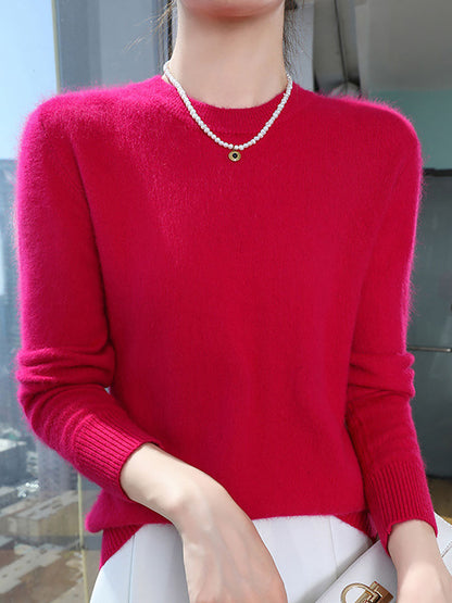 Autumn O-neck Soft 100%wool Sweater Qu030