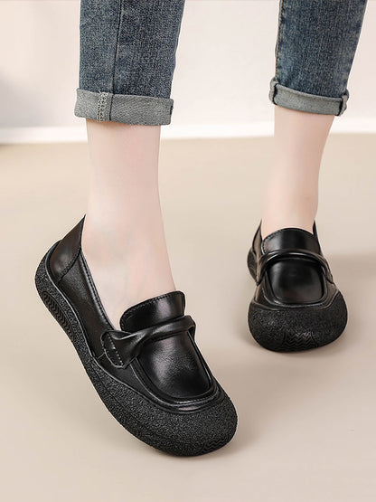 Summer Soft Leather Flat Shoes At1056