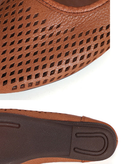 Summmer Soft Leather Cutout Flat Sandals Fg1028