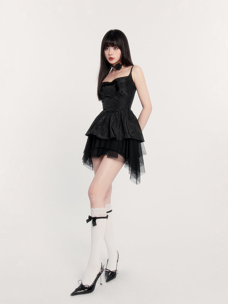 Gothic Lolita Dress With Layered Tulle Skirt
