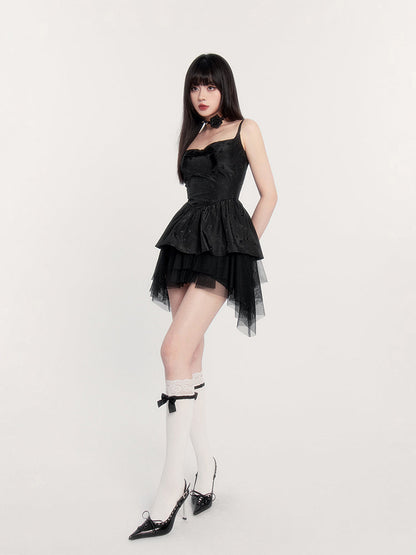 Gothic Lolita Dress With Layered Tulle Skirt