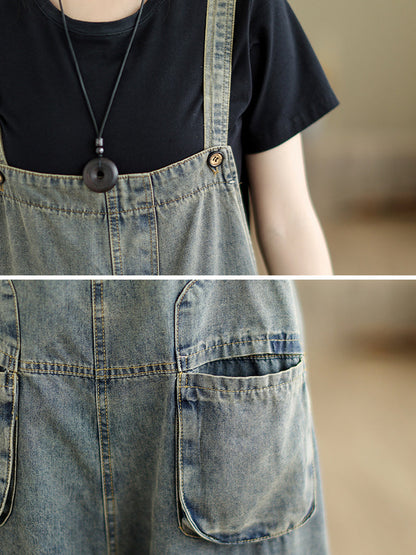 Retro Summer Pocket Denim Jumpsuits Fg1035