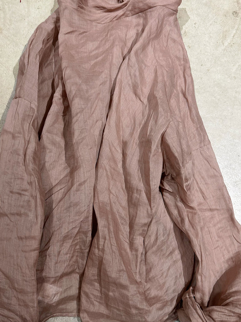 Autumn Pure Color Turtleneck Ramie Blouse Qu020