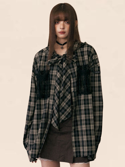 Plaid Bow Tie Two-piece Set-up