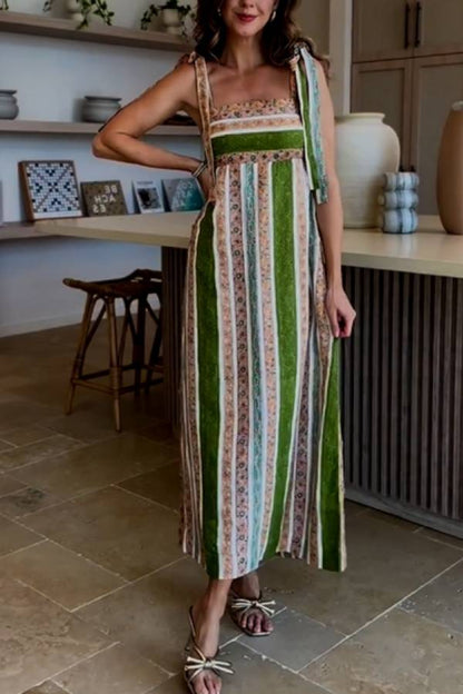 Color Striped Print Maxi Dress