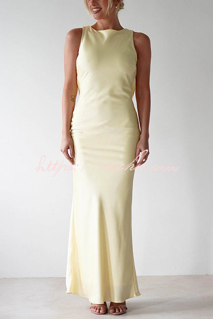 Color Backless Lace-up Slim Maxi Dress