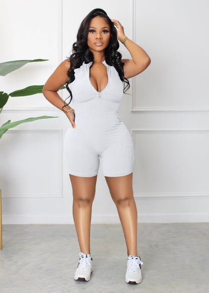 Multi Color Sports Zipper Sleeveless Jumpsuit