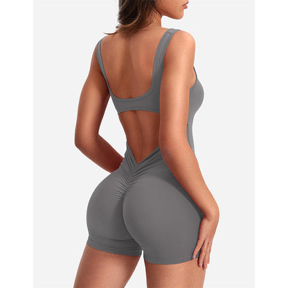 Spring Summer Clothing Shoulder Strap Backless Slim Fit Hip Lifting Yoga Jumpsuit